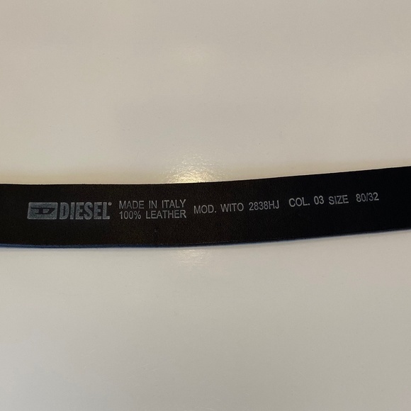 Diesel Black Leather Belt - Sz 80/32 - Picture 8 of 13